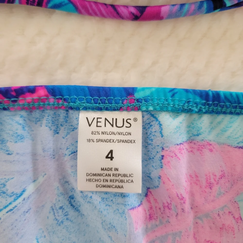 VENUS Blue & Pink Tropical Print Triangle Bikini